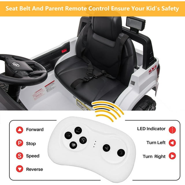 Toyota Tacoma Ride on Cars for Boys, 12V Powered Kids Ride on Cars Toy with Remote Control, White Electric Vehicles Ride on Truck with Headlights/Music Player for 3 to 5 Years Old Boy Girls GTIN:08043618885616