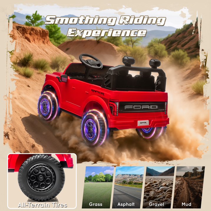 Ford F150 Raptor 24V Powered Ride on Cars for Kids, 2 Seater Extra large Real Ride on Truck Toys with Remote Control, Bluetooth, LED, Truck Storage, Electric Vehicles Ride on Truck for Boys, Girls