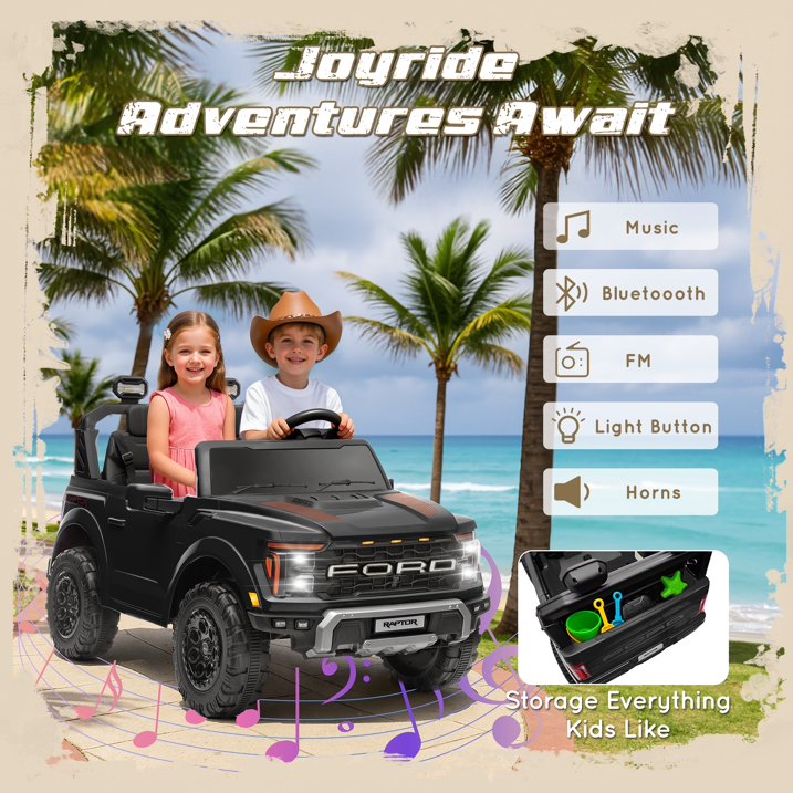 Ford F150 Raptor 24V Powered Ride on Cars for Kids, Extra large Real 2 Seater Ride on Toys with Remote Control, Bluetooth, LED, Truck Storage, Electric Vehicles Ride on Truck for Boys Girls Gifts