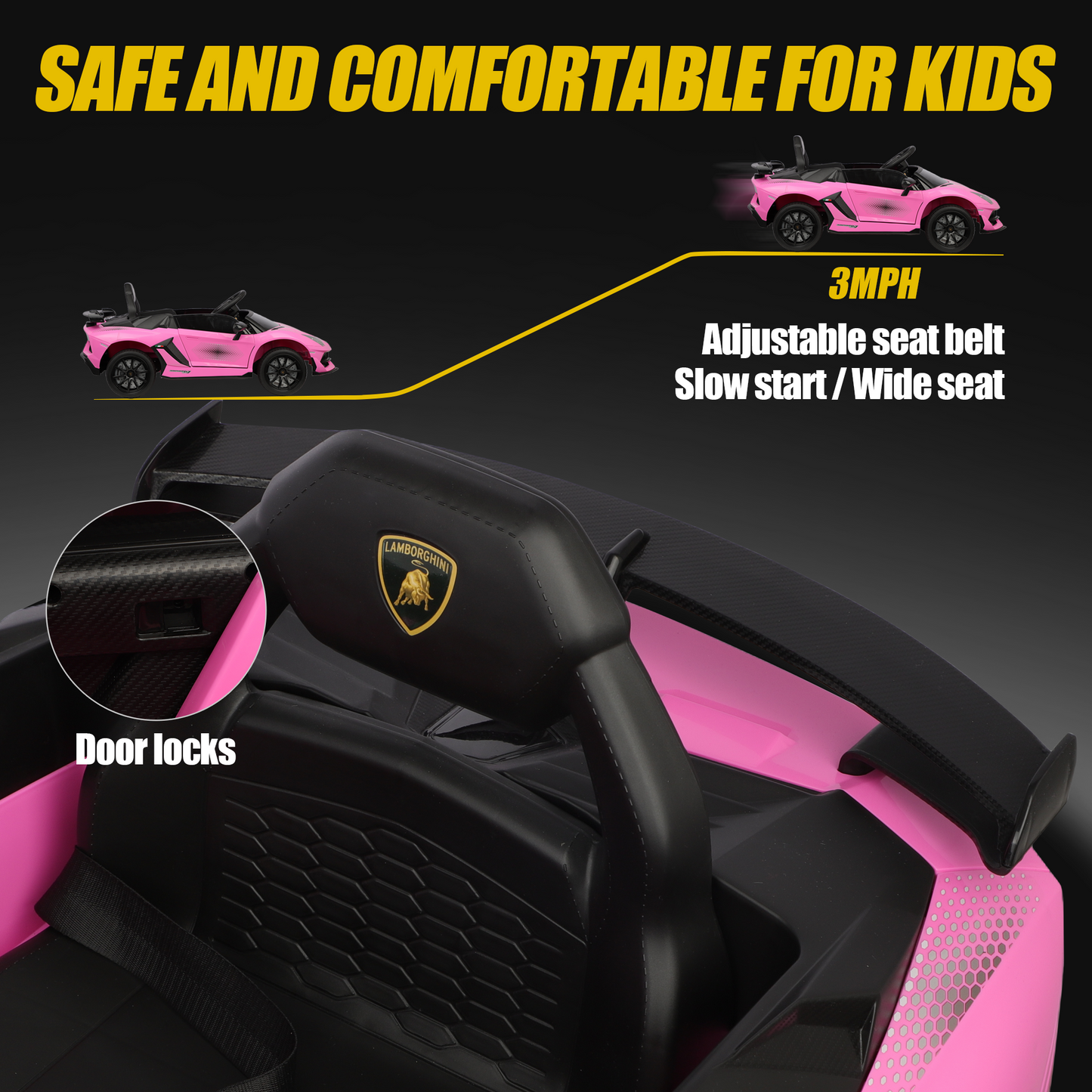 Lamborghini Xago Kids Ride On Car Toy with Remote Control Girls Boys, 12V Battery Powered Electric Vehicles w/Bluetooth and 4 Wheel Damping, Sport Car for 3-6 Years Old