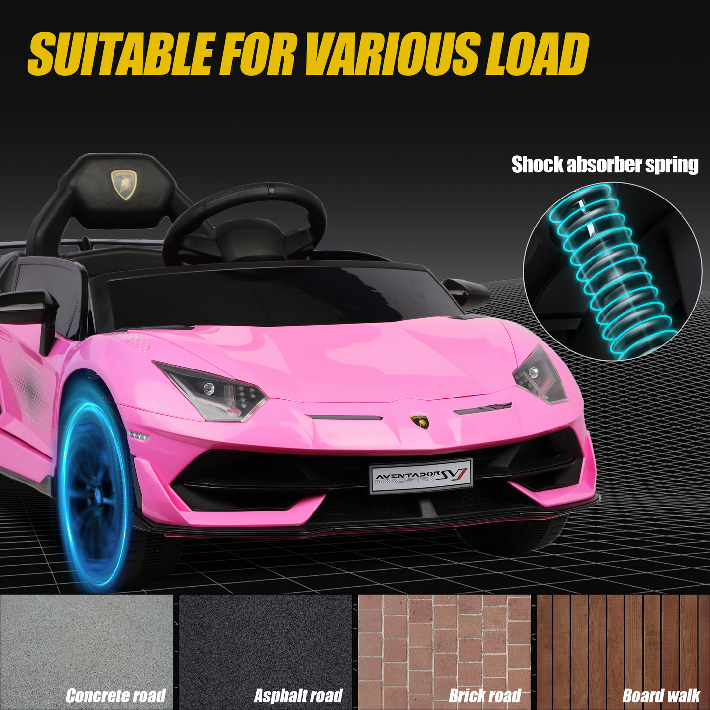 Lamborghini Xago Kids Ride On Car Toy with Remote Control Girls Boys, 12V Battery Powered Electric Vehicles w/Bluetooth and 4 Wheel Damping, Sport Car for 3-6 Years Old