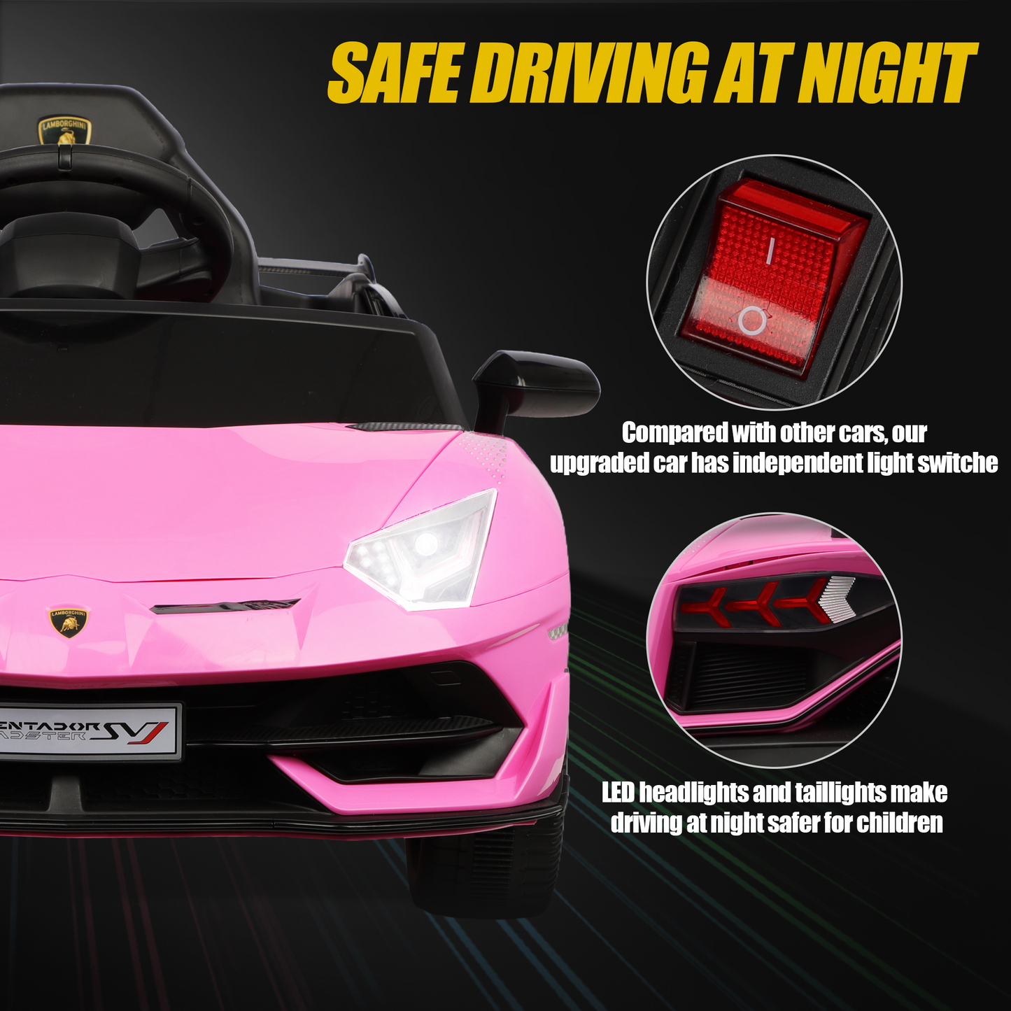 Lamborghini Xago Kids Ride On Car Toy with Remote Control Girls Boys, 12V Battery Powered Electric Vehicles w/Bluetooth and 4 Wheel Damping, Sport Car for 3-6 Years Old