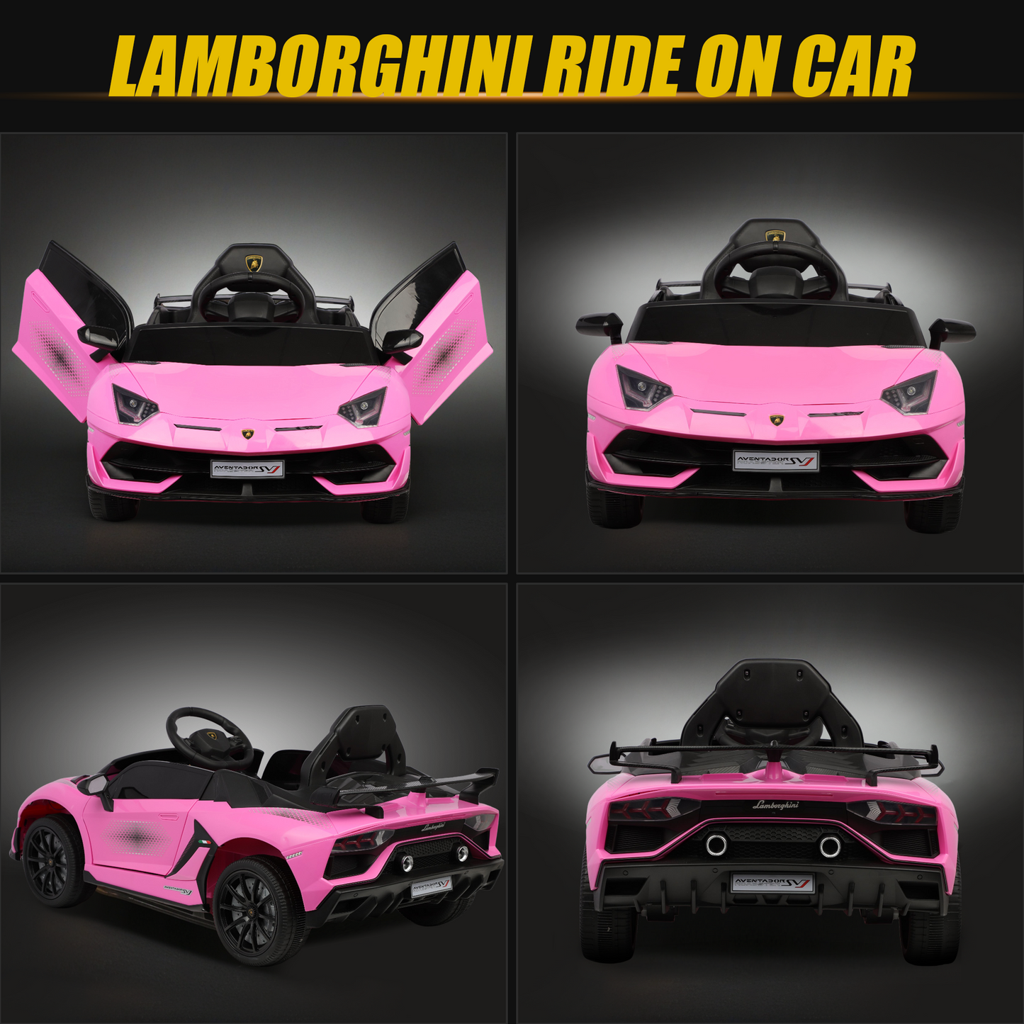 Lamborghini Xago Kids Ride On Car Toy with Remote Control Girls Boys, 12V Battery Powered Electric Vehicles w/Bluetooth and 4 Wheel Damping, Sport Car for 3-6 Years Old
