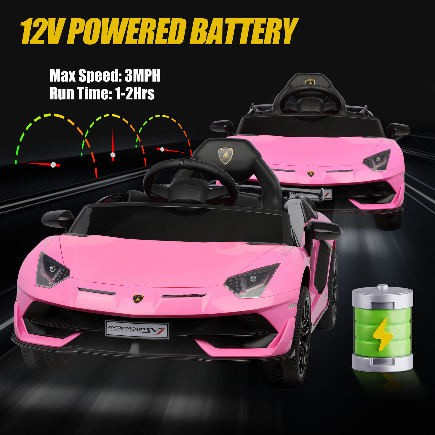 Lamborghini Xago Kids Ride On Car Toy with Remote Control Girls Boys, 12V Battery Powered Electric Vehicles w/Bluetooth and 4 Wheel Damping, Sport Car for 3-6 Years Old