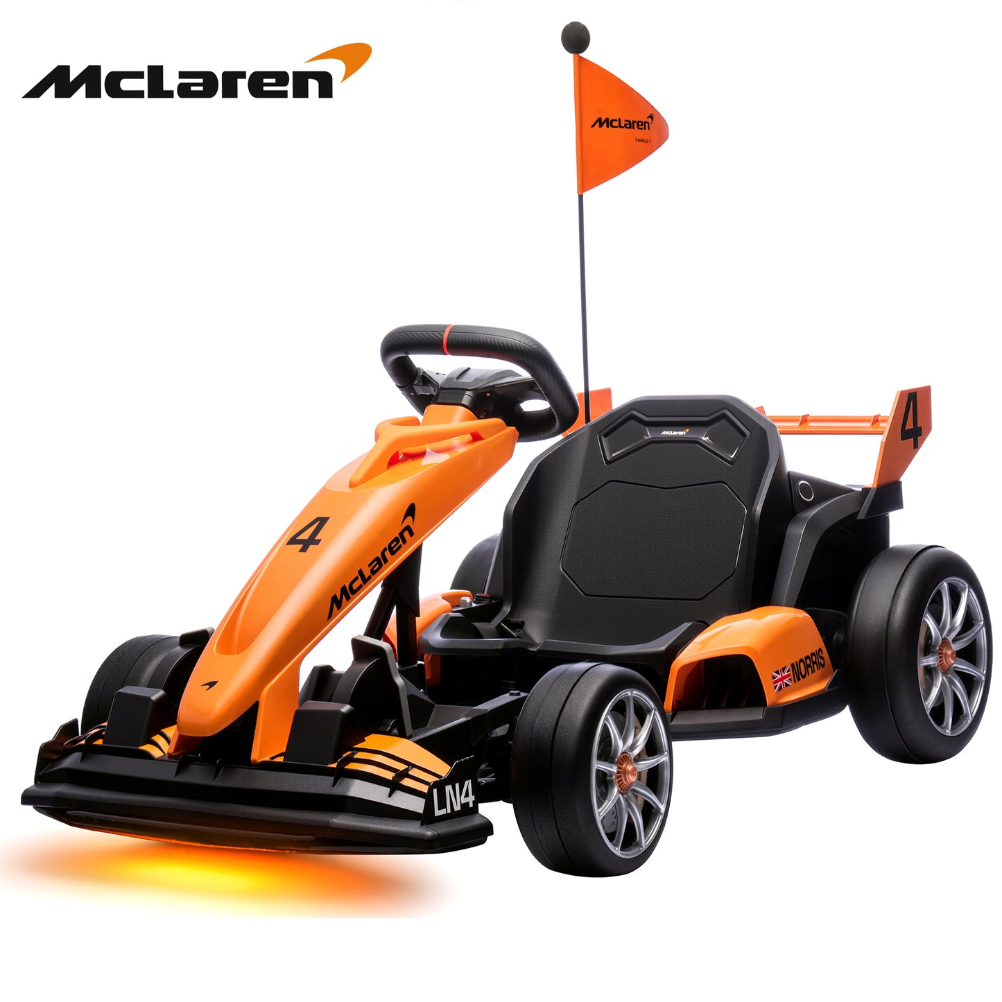 McLaren 24V Kids Electric Go Kart, 24V Powered Drift Racing Ride On Car Toy, 400W Dual Motor, 3-Level Adjustable Seat, Rear-Wheel Drive, 360° Spin Pedal Go Kart for Boys Girls Ages 6+