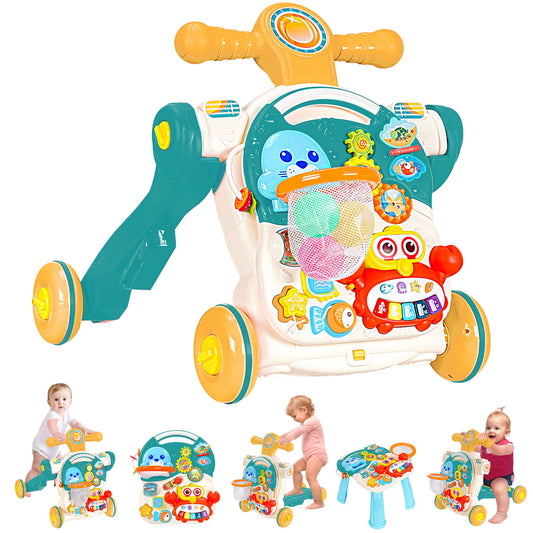 COCLUB Baby Walker Push Toy 5 in 1 Sit-to-Stand Learning Walker for Infant Boys Girls 6-12 Months, Pink