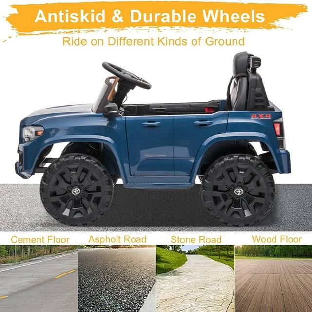 Toyota Tacoma Ride on Cars for Boys, 12V Powered Kids Ride on Cars Toy with Remote Control, Blue Electric Vehicles Ride on Truck with Headlights/Music Player for 3 to 5 Years Old Boy Girls GTIN:08043618885371