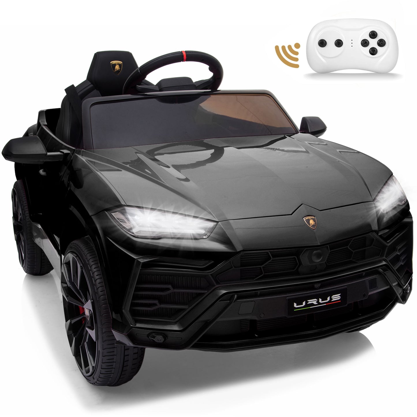 Lamborghini Urus Kids Cars to Drive, 12V Ride on Car with Parent Remote Control, 3 Speeds, Horn, Bluetooth, LED Headlights, Spring Suspension, Battery Powered Toy