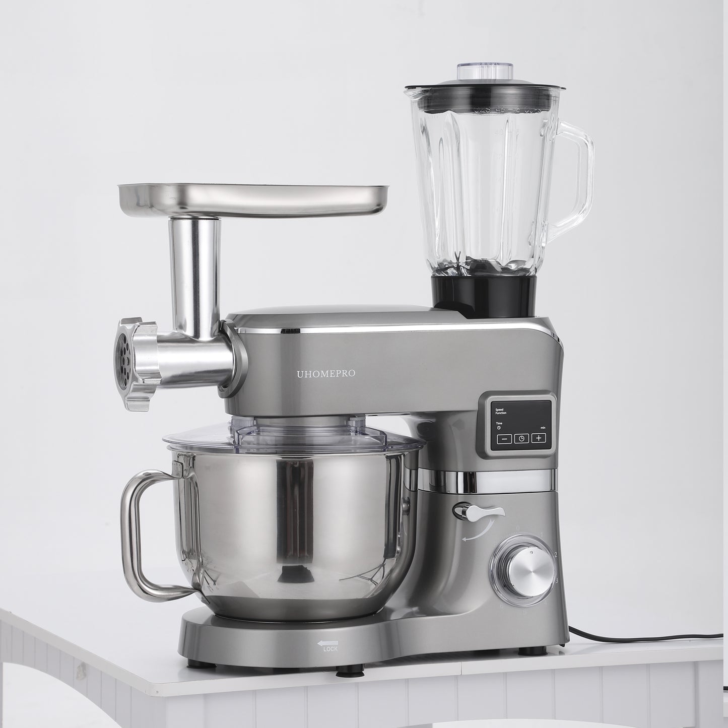Food Stand Mixer for Kitchen, 7.4 QT Kitchen Electric Dough Mixer with Bowl, 6-Speed Electric Stand Mixer for Baking, Tilt-Head Kitchen Stand Mixer with Dough Hook, Wire Whip, Beater