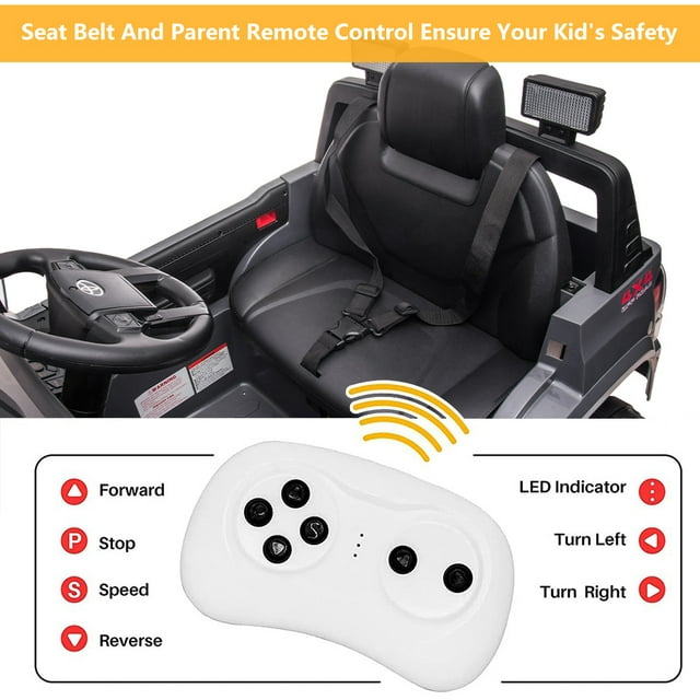 Toyota Tacoma Ride on Cars for Boys, 12V Powered Kids Ride on Cars Toy with Remote Control, Gray Electric Vehicles Ride on Truck with Headlights/Music Player for 3 to 5 Years Old Boy Girls GTIN:08043618885852