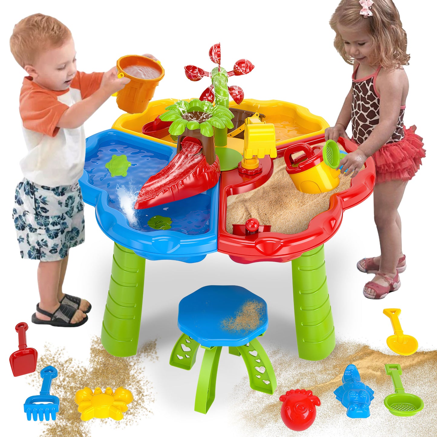 COCLUB 3-in-1 Kids Sand Water Table for Toddlers 3-5