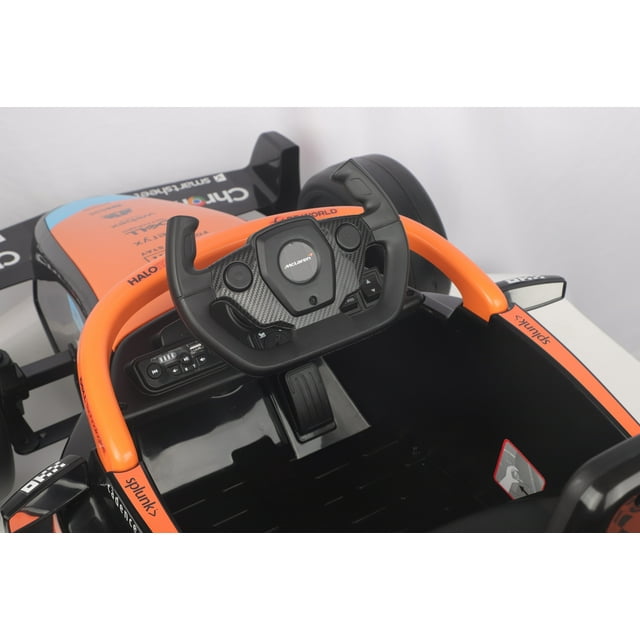 Powered Ride On Toy 12V Licensed McLaren Outdoor Race Pedal Go Kart with 2 Speeds, Bluetooth Function, Shock Absorber System, Electric Ride on Car for Ages 3-6, ASTM F963 Certified, Orange
