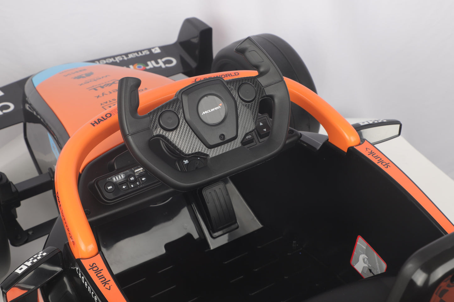 Powered Ride On Toy 12V Licensed McLaren Outdoor Race Pedal Go Kart with 2 Speeds, Bluetooth Function, Shock Absorber System, Electric Ride on Car for Ages 3-6, ASTM F963 Certified, Orange