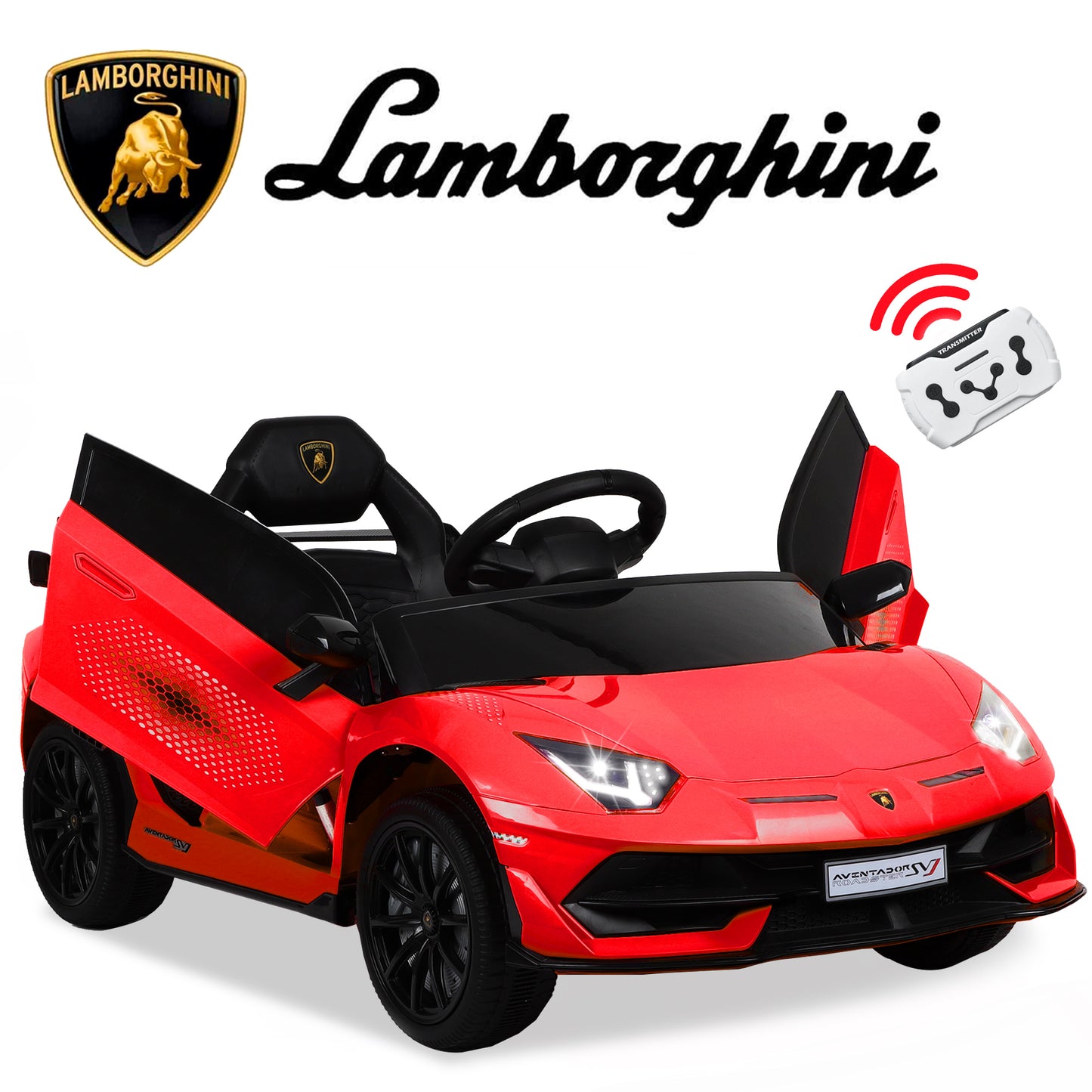 Lamborghini Xago Kids Ride On Car Toy with Remote Control Girls Boys, 12V Battery Powered Electric Vehicles w/Bluetooth and 4 Wheel Damping, Sport Car for 3-6 Years Old