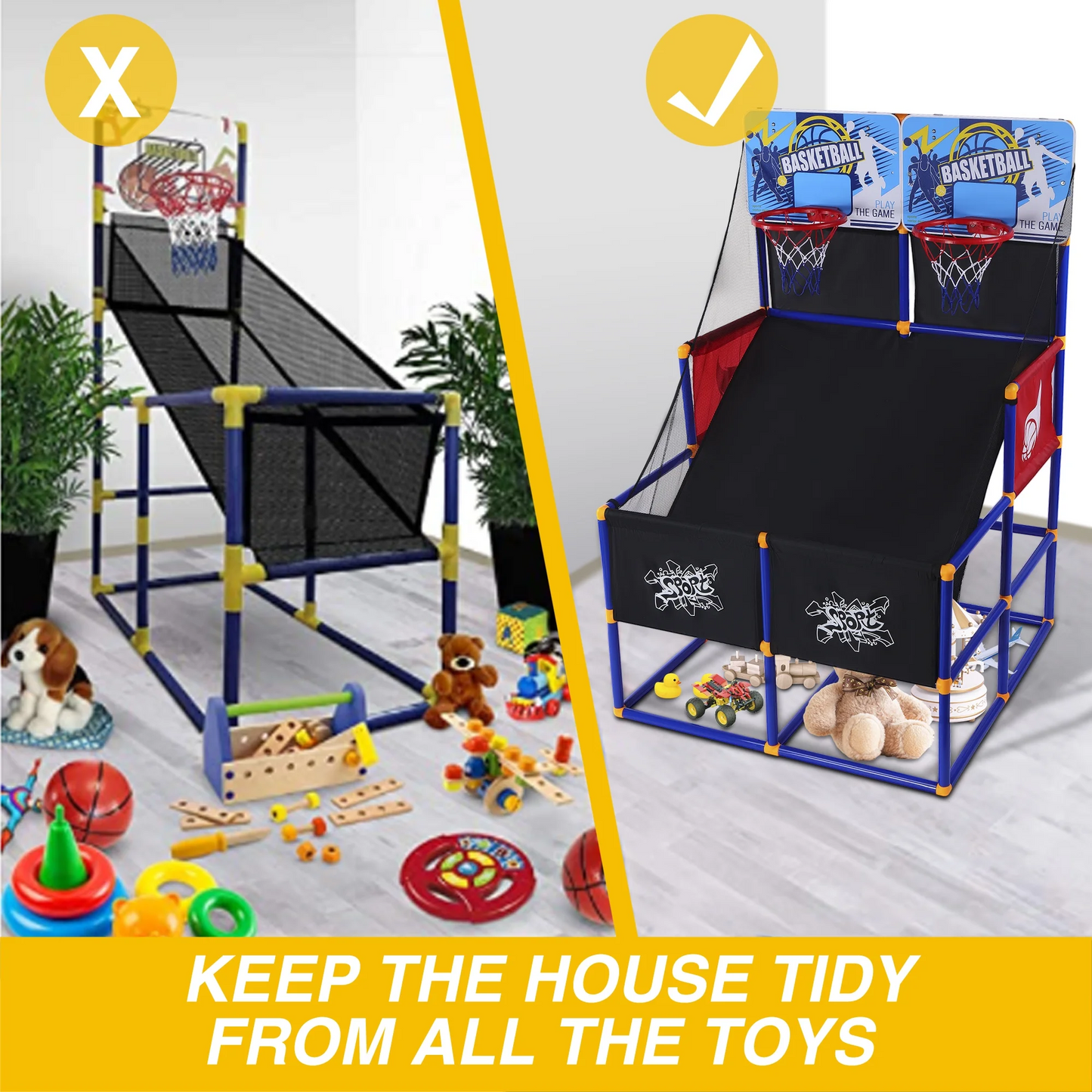 Basketball Goal for Kids, Outdoor Indoor Basketball Hoop Arcade Game with 6 Balls with Pump, Basketball Shooting System for Toddlers and Children, Sports Toys for 3-6 Year Old Boys Girls Gifts