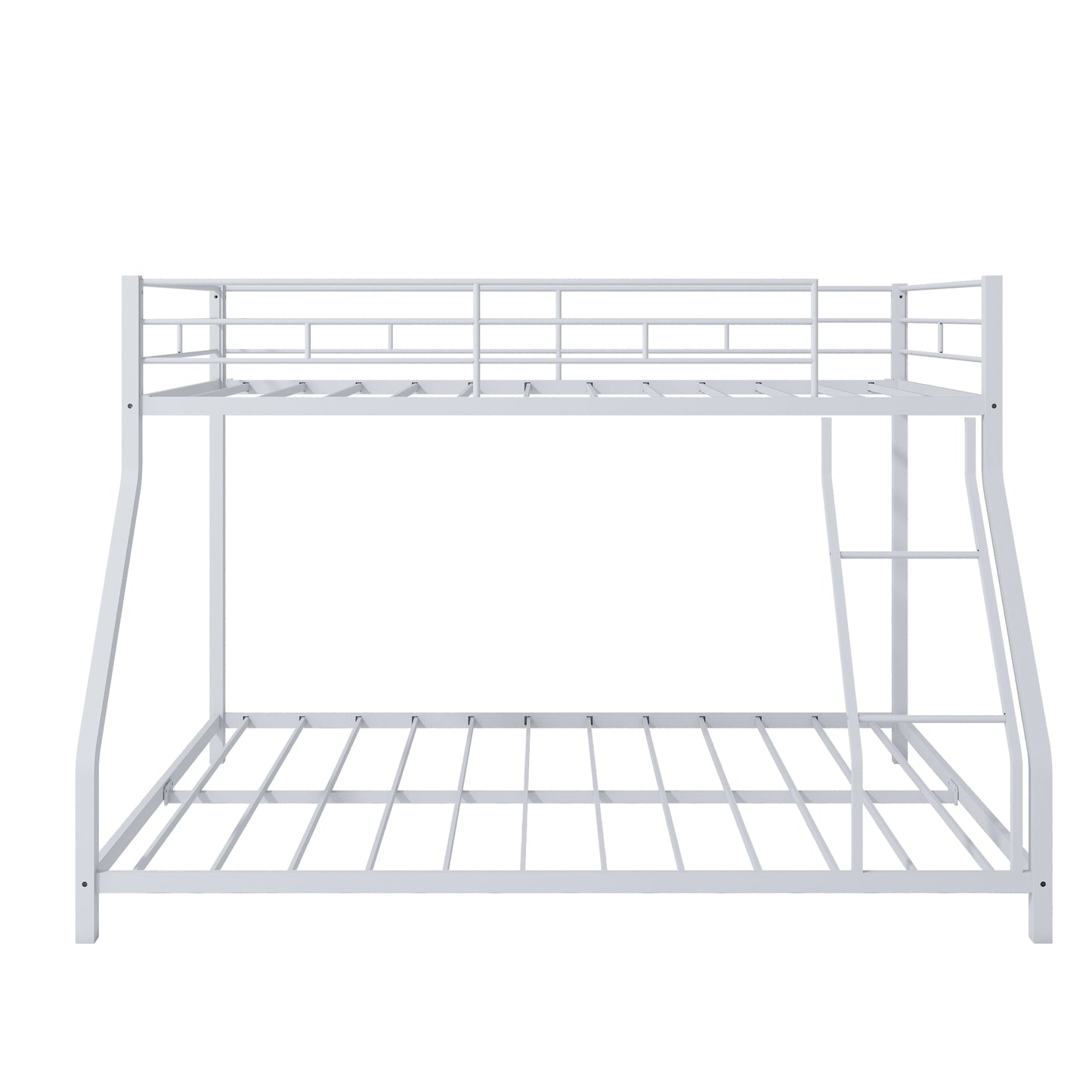 Metal Twin Over Full Bunk Bed, Heavy-duty Metal Bunk Beds For Kids Twin Over Full Size, Low Profile Metal Bunk Bed with Ladder and Full-Length Guardrail, Modern Kids Room Furniture, Black