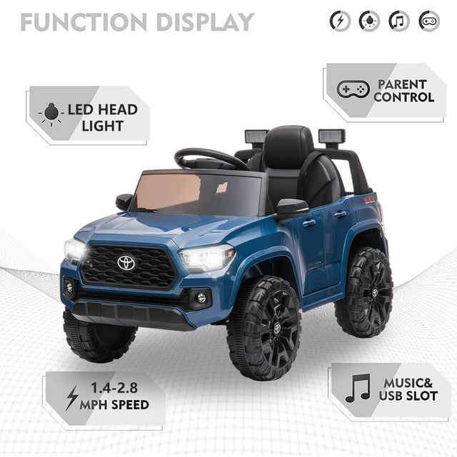 Toyota Tacoma Ride on Cars for Boys, 12V Powered Kids Ride on Cars Toy with Remote Control, Blue Electric Vehicles Ride on Truck with Headlights/Music Player for 3 to 5 Years Old Boy Girls GTIN:08043618885371