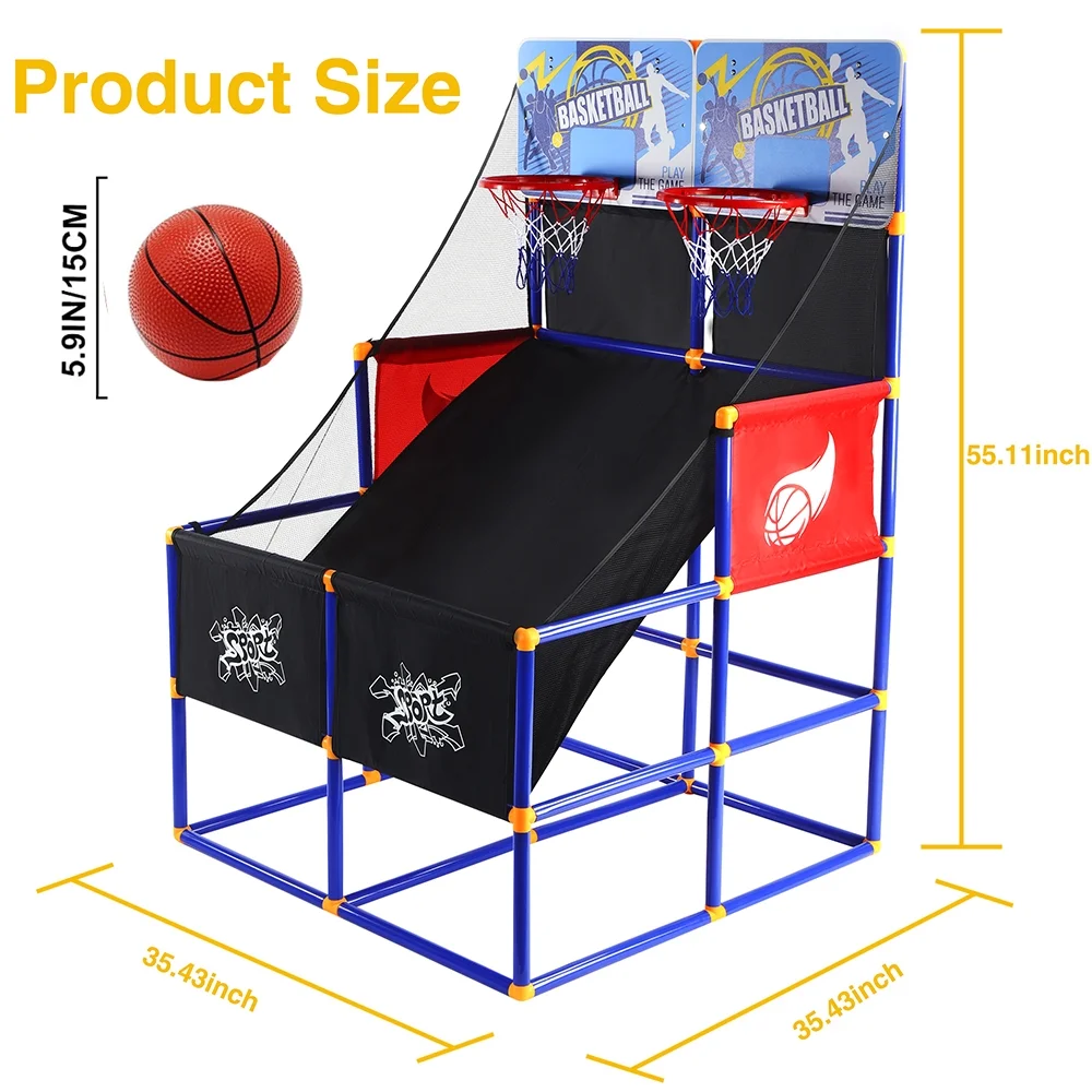 Basketball Goal for Kids, Outdoor Indoor Basketball Hoop Arcade Game with 6 Balls with Pump, Basketball Shooting System for Toddlers and Children, Sports Toys for 3-6 Year Old Boys Girls Gifts