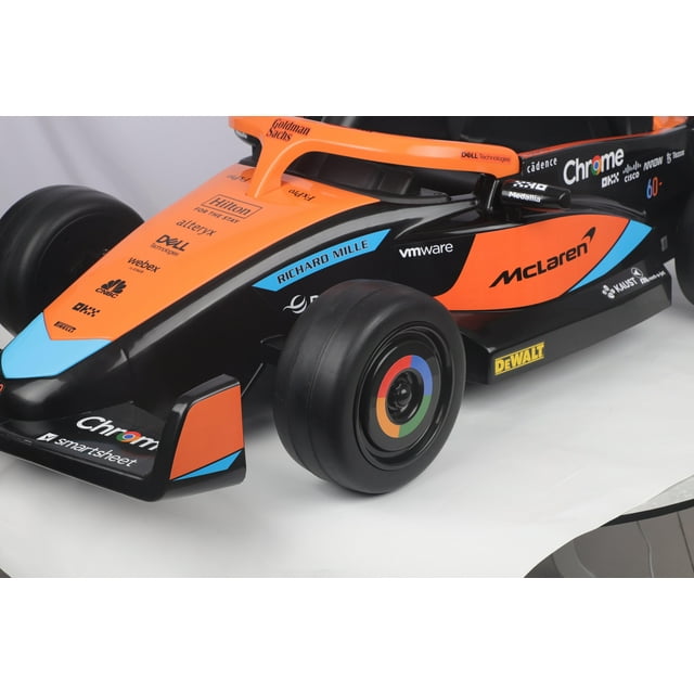 Powered Ride On Toy 12V Licensed McLaren Outdoor Race Pedal Go Kart with 2 Speeds, Bluetooth Function, Shock Absorber System, Electric Ride on Car for Ages 3-6, ASTM F963 Certified, Orange