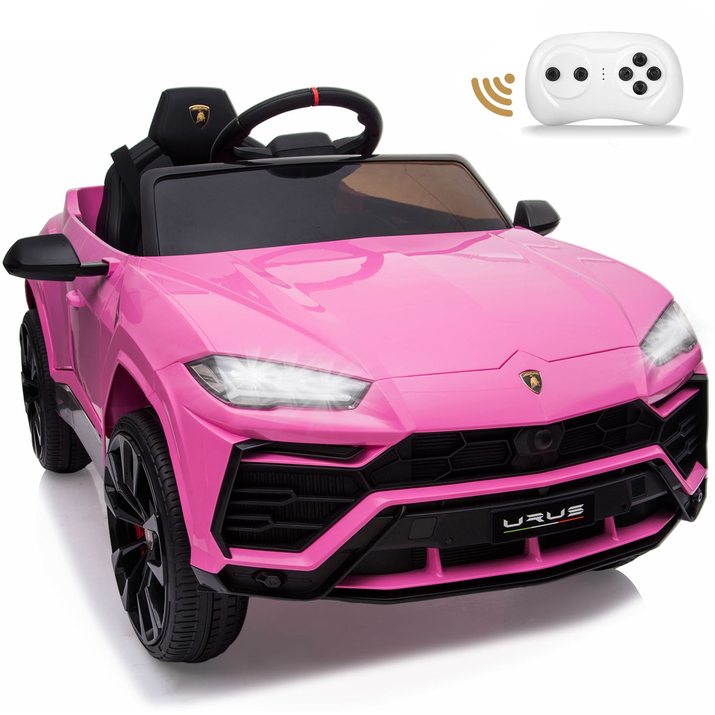 Lamborghini Urus Kids Cars to Drive, 12V Ride on Car with Parent Remote Control, 3 Speeds, Horn, Bluetooth, LED Headlights, Spring Suspension, Battery Powered Toy