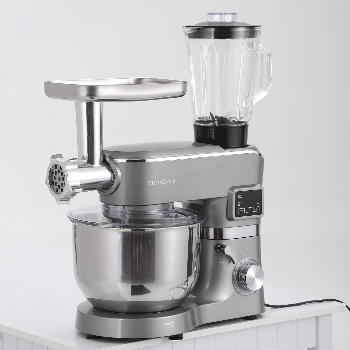 Food Stand Mixer for Kitchen, 7.4 QT Kitchen Electric Dough Mixer with Bowl, 6-Speed Electric Stand Mixer for Baking, Tilt-Head Kitchen Stand Mixer with Dough Hook, Wire Whip, Beater