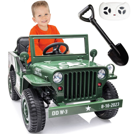 Ride on Cars for Boys, 12V Powered Kids Ride on Toys with Remote Control, Green Electric Vehicles Ride on Truck with Headlights/Music
