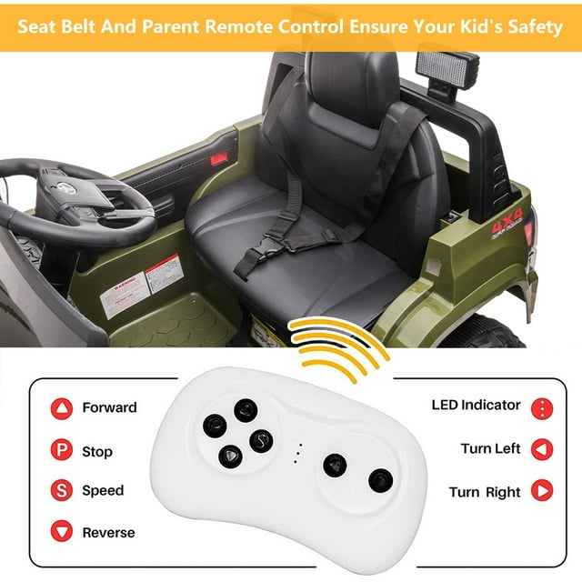 Toyota Tacoma Ride on Cars for Boys, 12V Powered Kids Ride on Cars Toy with Remote Control, Green Electric Vehicles Ride on Truck with Headlights/Music Player for 3 to 5 Years Old Boy Girls GTIN:08043618885739