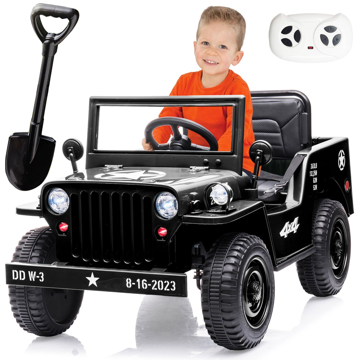 Ride on Cars for Boys, 12V Powered Kids Ride on Toys with Remote Control, Green Electric Vehicles Ride on Truck with Headlights/Music