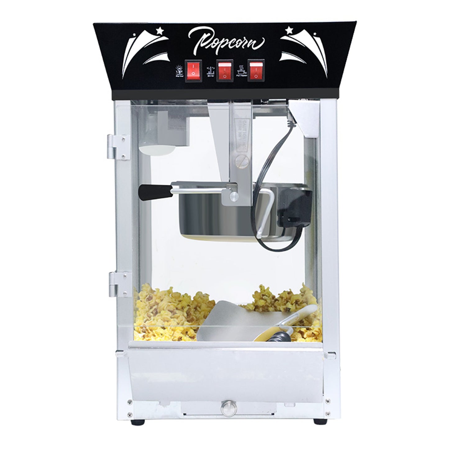 Movie Theater Popcorn Machine 12oz, 850W Stainless Steel Popper with Warming Deck & Metal Popcorn Scooper, Safety Glass | ¡Máquina de Palomitas Profesional (Red)