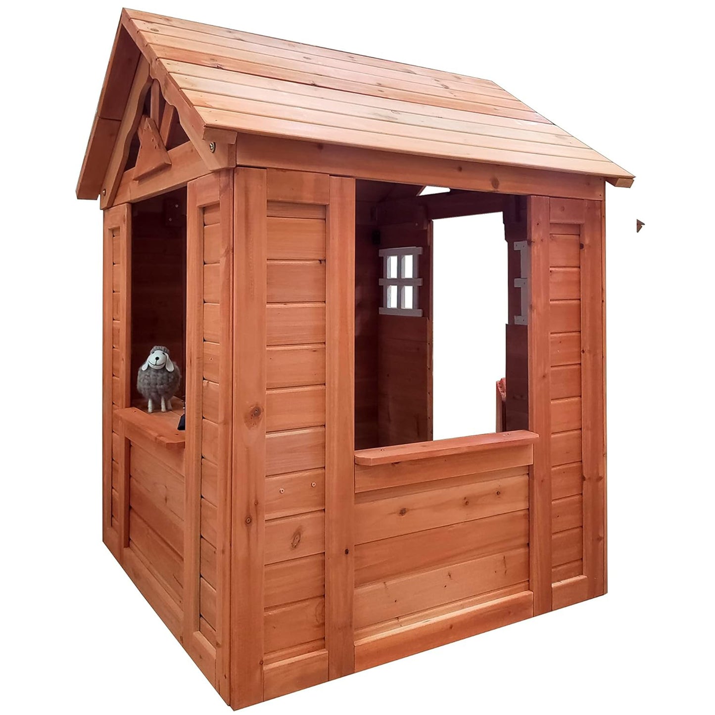 COCLUB Outdoor Wooden Playhouse for Kids Ages 4-8 – Durable Playhouse with Outdoor Kitchen, Snack-Bar & Gardening Kit, Fence (49.5"x62.3"x52.8") | Casa para Niños de Jardín