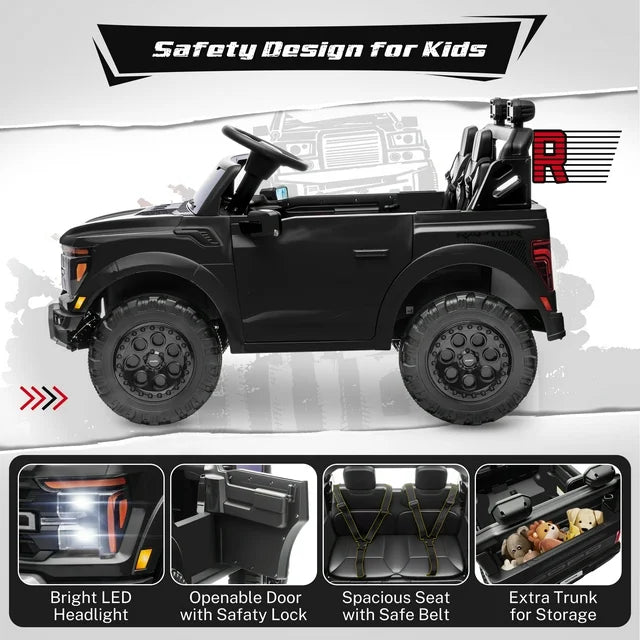 Ford 24V Ride on Toy Cars 2 Seater for Big Kids, Licensed F150 Raptor Powered Ride on Truck with Remote Control
