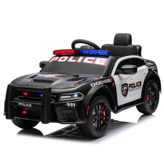 Dodge Charger 12 V Powered Ride On Police Car with Remote Control, SRT Hellcat Police Car Toys for Kids