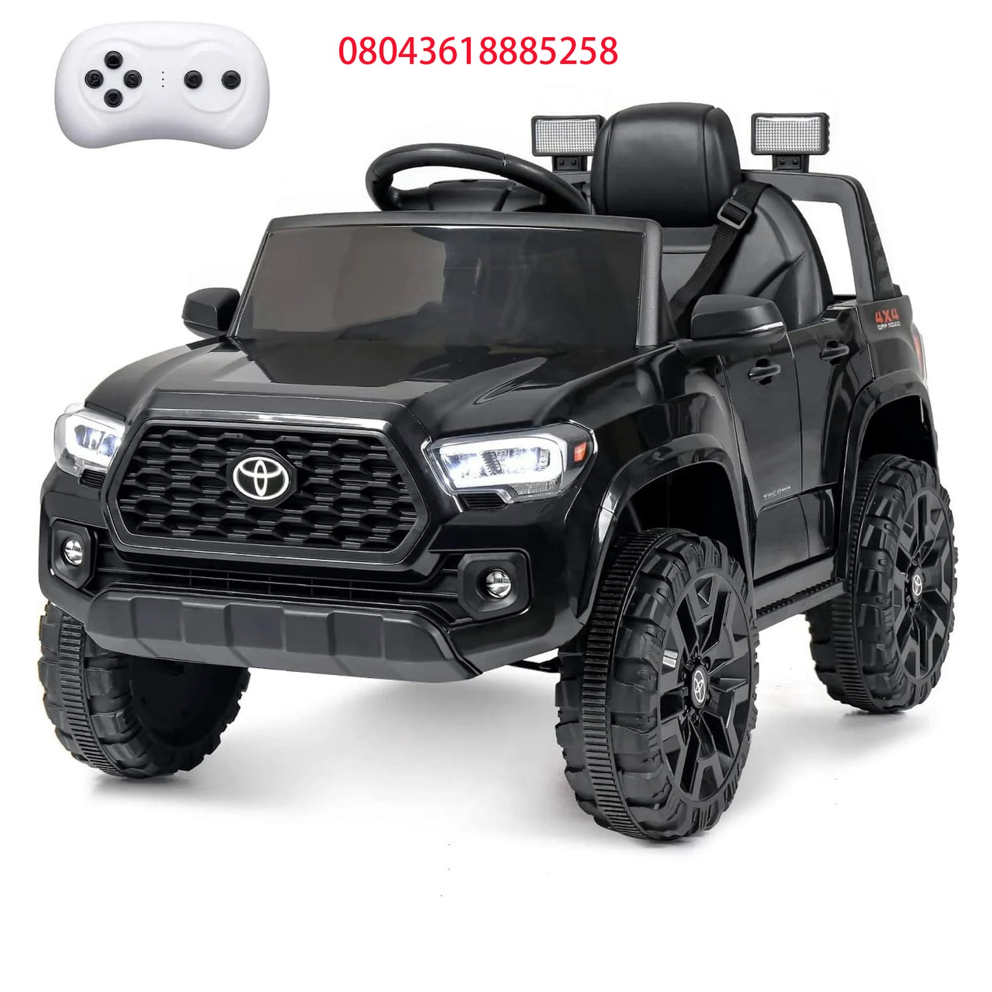 Toyota Tacoma Ride on Cars for Boys, 12V Powered Kids Ride on Cars Toy with Remote Control, Black Electric Vehicles Ride on Truck with Headlights/Music Player for 3 to 5 Years Old Boy Girls GTIN:08043618885258