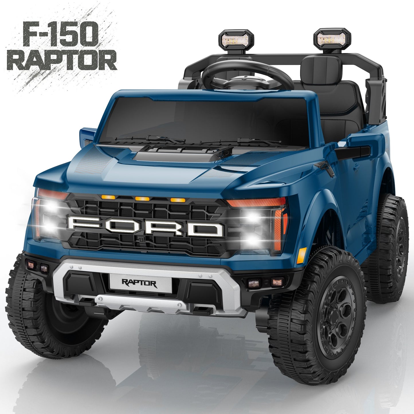 Ford F150 Raptor 24V Powered Ride on Cars for Kids, Extra large Real 2 Seater Ride on Toys with Remote Control, Bluetooth, LED, Truck Storage, Electric Vehicles Ride on Truck for Boys Girls Gifts