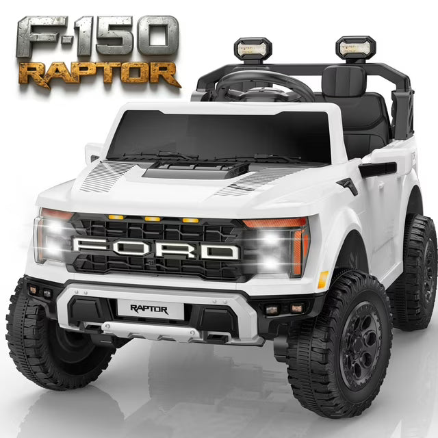 Ford F150 Raptor 24V Powered Ride on Cars for Kids, Extra large Real 2 Seater Ride on Toys with Remote Control, Bluetooth, LED, Truck Storage, Electric Vehicles Ride on Truck for Boys Girls Gifts