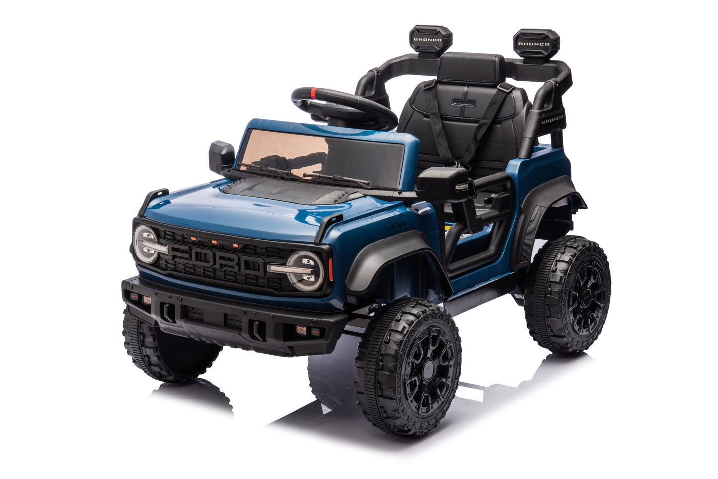 Ford Kids Electric Car Bronco 12V Ride On Truck Toys Battery Powered with Remote Control, Bluetooth, LED Light, Spring Suspension, 3 Speeds 4 Wheelers- Blue