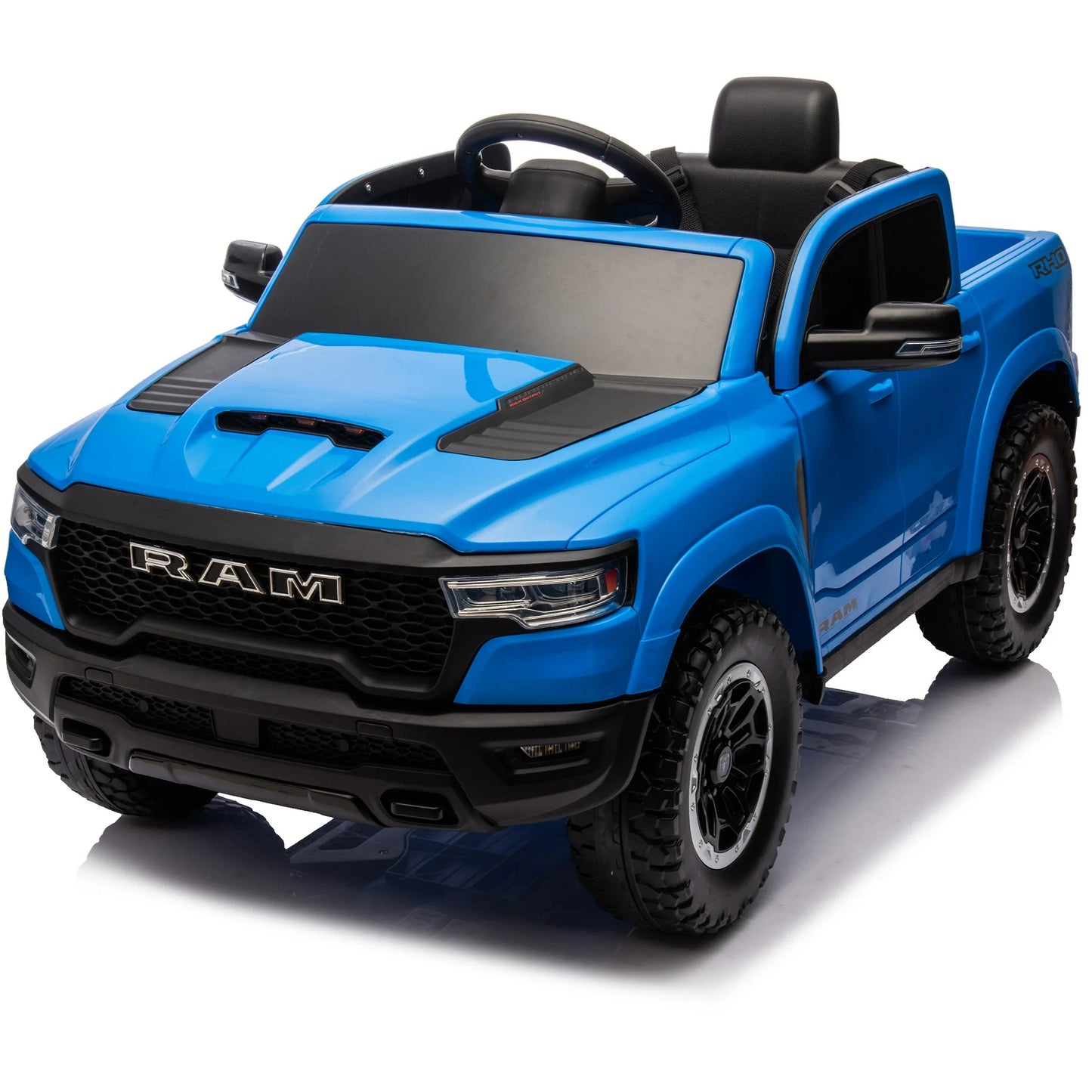 Dodge RAM Ride on Car, 12V Powered Ride on Toy with Remote Control, Rear Wheel Suspension, 5 Point Safety Belt, MP3 Player, Bluetooth, LED Lights, Electric Vehicles for 3-8 Years Boys Girls, Black
