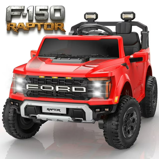Ford F150 Raptor 24V Powered Ride on Cars for Kids, Extra large Real 2 Seater Ride on Toys with Remote Control, Bluetooth, LED, Truck Storage, Electric Vehicles Ride on Truck for Boys Girls Gifts