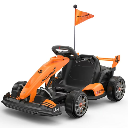 McLaren 24V Kids Electric Go Kart, 24V Powered Drift Racing Ride On Car Toy, 400W Dual Motor, 3-Level Adjustable Seat, Rear-Wheel Drive, 360° Spin Pedal Go Kart for Boys Girls Ages 6+