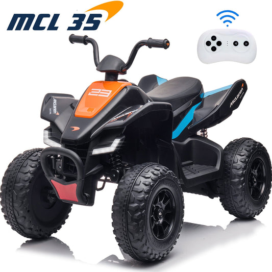Licensed McLaren 12V Powered Ride on ATV, MCL 35 Liveries Ride on Toys Car with Remote Control, 35W Motor*2, Music Player, LED Light, Electric Motorcycle for 3-8 Years Old Boys Girls Gifts