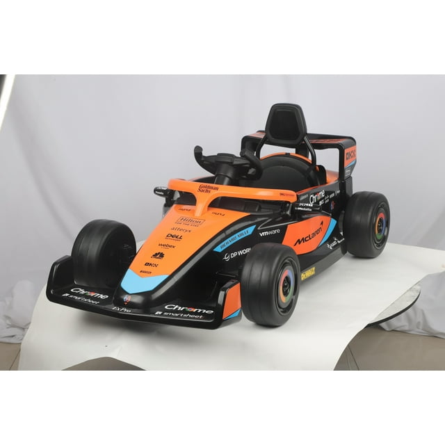 Powered Ride On Toy 12V Licensed McLaren Outdoor Race Pedal Go Kart with 2 Speeds, Bluetooth Function, Shock Absorber System, Electric Ride on Car for Ages 3-6, ASTM F963 Certified, Orange