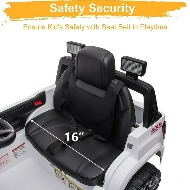 Toyota Tacoma Ride on Cars for Boys, 12V Powered Kids Ride on Cars Toy with Remote Control, White Electric Vehicles Ride on Truck with Headlights/Music Player for 3 to 5 Years Old Boy Girls GTIN:08043618885616