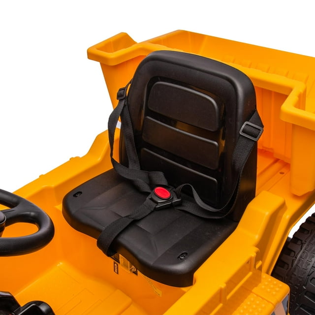 COCLUB Ride on Dump Truck, 12V Powered Ride on Car with Parents Control, Electric Dump Bed and Extra Shovel, Electric Ride on Toys with Phone Stand for Age 3+, Yellow