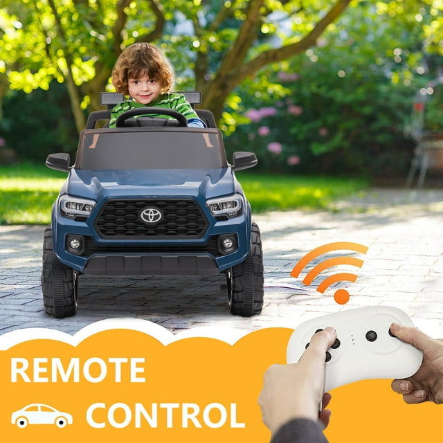 Toyota Tacoma Ride on Cars for Boys, 12V Powered Kids Ride on Cars Toy with Remote Control, Blue Electric Vehicles Ride on Truck with Headlights/Music Player for 3 to 5 Years Old Boy Girls GTIN:08043618885371