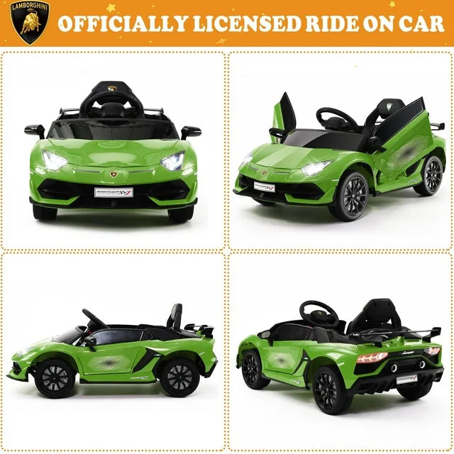 Lamborghini 24V Kids Ride on Cars, Powered Electric Cars for Kids 3-5 Boy Girl Gift, Lamborghini Xago 4 Wheels Battery Ride on Toy Cars With Remote Control, Bluetooth, LED Lights, Green