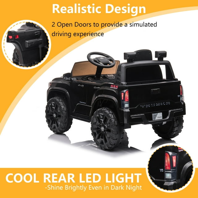 Toyota Tacoma Ride on Cars for Boys, 12V Powered Kids Ride on Cars Toy with Remote Control, Black Electric Vehicles Ride on Truck with Headlights/Music Player for 3 to 5 Years Old Boy Girls GTIN:08043618885258