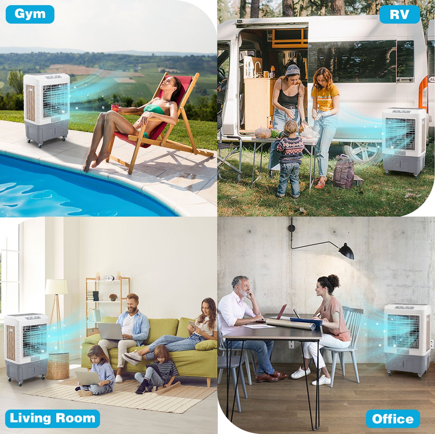 Evaporative Cooler, Legahome 3-IN-1 Portable Air Conditioner for Room, Swamp Cooler Fan Portable Air Conditioner with Remote Control, 3 Modes, 3 Speeds, 4 Ice Packs, 50L Water Tank