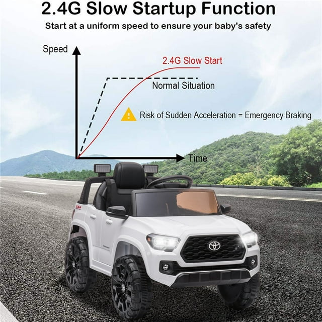 Toyota Tacoma Ride on Cars for Boys, 12V Powered Kids Ride on Cars Toy with Remote Control, White Electric Vehicles Ride on Truck with Headlights/Music Player for 3 to 5 Years Old Boy Girls GTIN:08043618885616