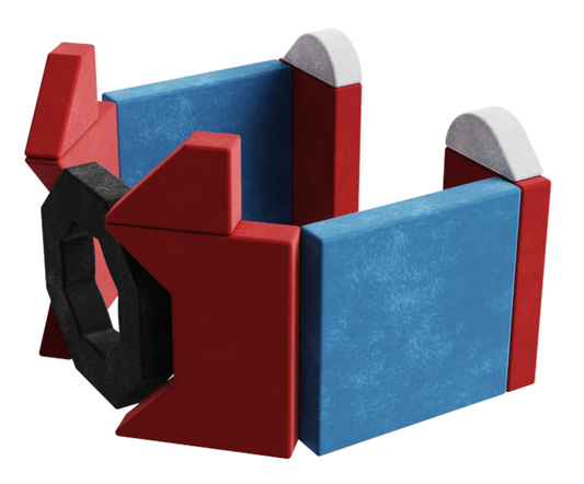 COCLUB Toddler Couch, 14 Piece Modular Sectional Sofa, Play Couch for Toddlers 1-3, Modular Couch for Classroom and Playroom, Sofa Para Niños with Machine-Washable Covers (Blue & Red)