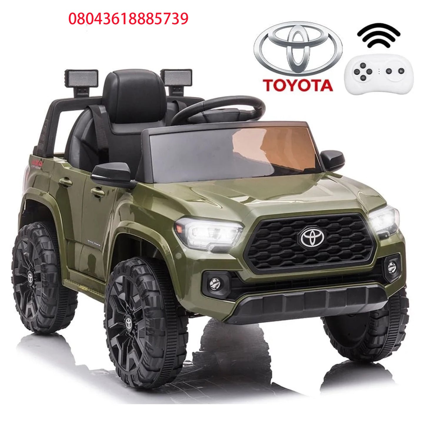 Toyota Tacoma Ride on Cars for Boys, 12V Powered Kids Ride on Cars Toy with Remote Control, Green Electric Vehicles Ride on Truck with Headlights/Music Player for 3 to 5 Years Old Boy Girls GTIN:08043618885739
